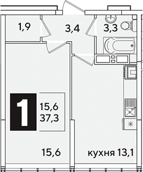 1-комн. квартира, 37.3 м² в ЖК Самолет — фото 2
