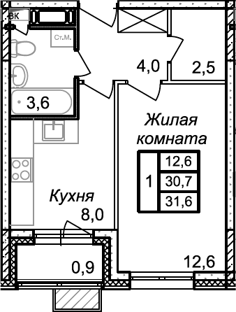 1-комн. Квартал Светлый