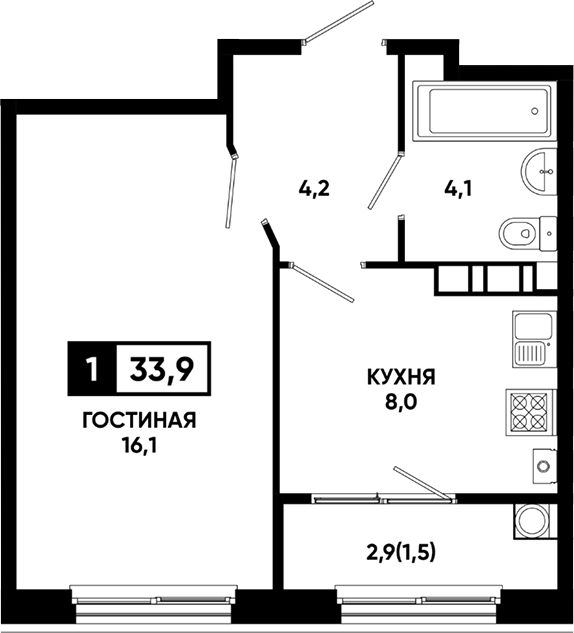 1-комн. Резиденция Софи