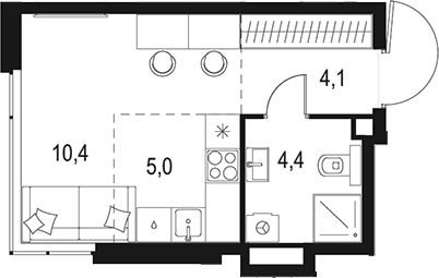 Студия, 23.9 м², 3/11 этаж, ЖК «Левел Мичуринский»