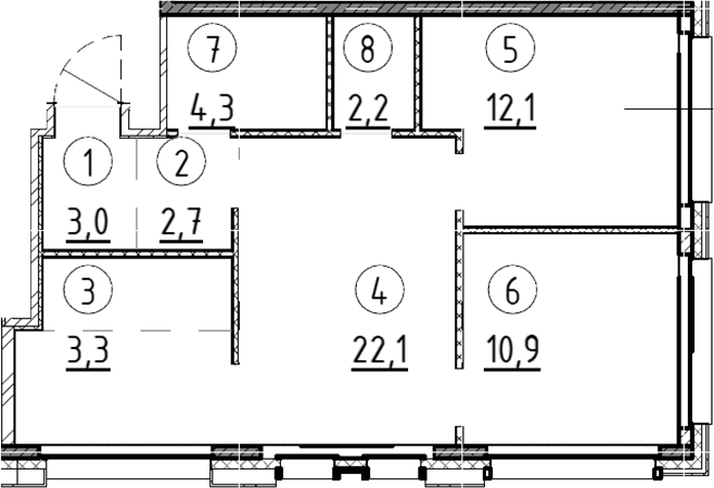 2-комн., 60.6 м², 5/9 этаж, ЖК «Дом А»