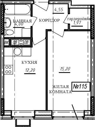 1-комн., 37.9 м², 8/16 этаж, ЖК «Краснофлотский»