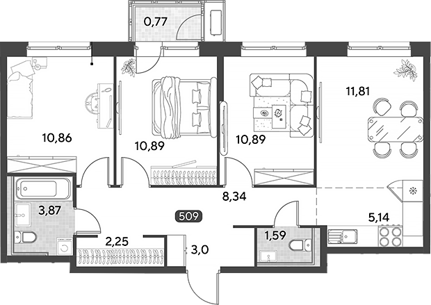 4+ комнаты, 67.81 м², 17/21 этаж, ЖК «Космопарк»