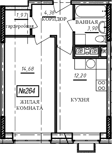 1-комн., 37.1 м², 14/16 этаж, ЖК «Краснофлотский»