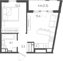 2-комн. квартира, 35 м² в ЖК Все Свои VIP — фото 2
