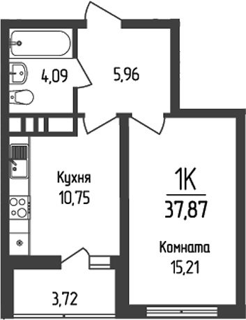 1-комн. квартира, 36.01 м² в ЖК Кумир — фото 2