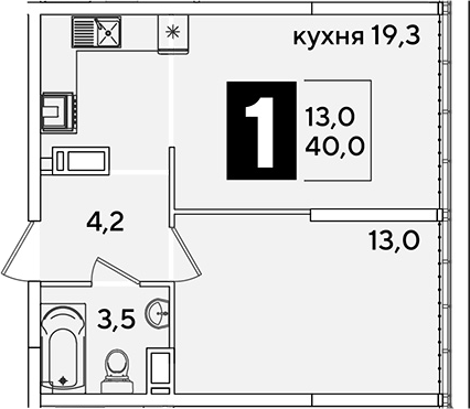 2-комн. квартира, 40 м² в ЖК Самолет — фото 2