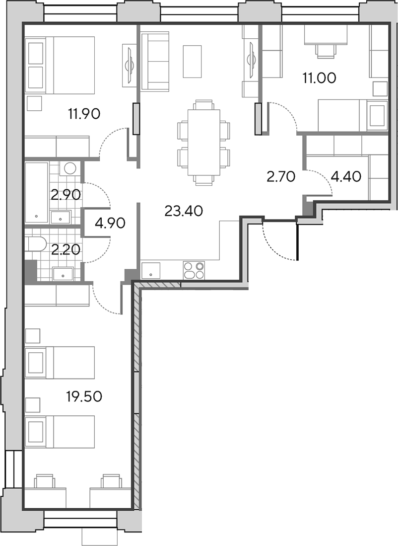 4+ комнаты, 82.9 м², 2/9 этаж, ЖК «Вейв»