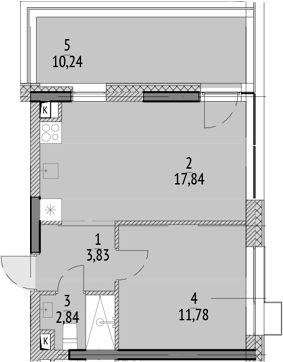 2-комн., 36.29 м², 18/21 этаж, ЖК «N'ICE LOFT»