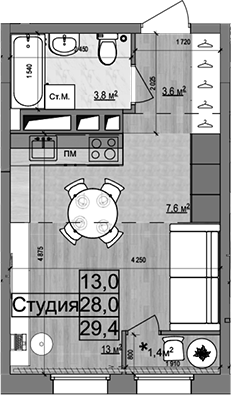 Студия Гранд Комфорт 2