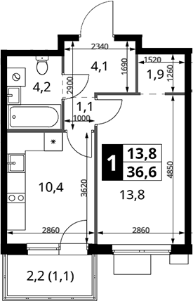 1-комн., 35.5 м², 15/25 этаж, ЖК «1-й Измайловский»