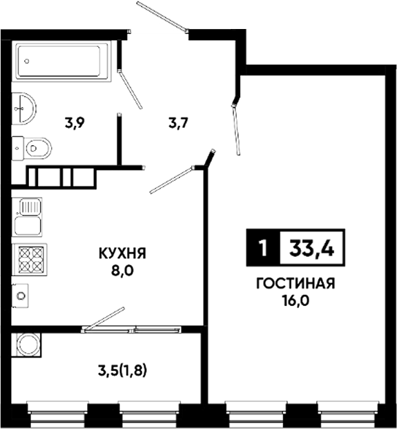 1-комн. Резиденция Софи