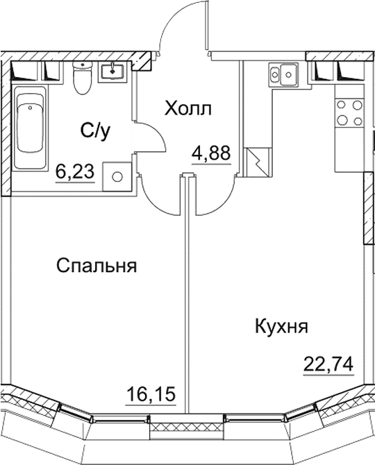2-комн., 50 м², 7/11 этаж, ЖК «СЕЗАР СИТИ»