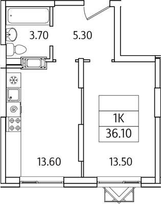 1-комн., 36.1 м², 22/25 этаж, ЖК «Видный Берег 2.0»