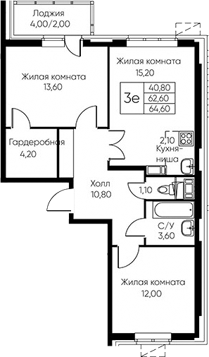 3-комн. Кашинцево