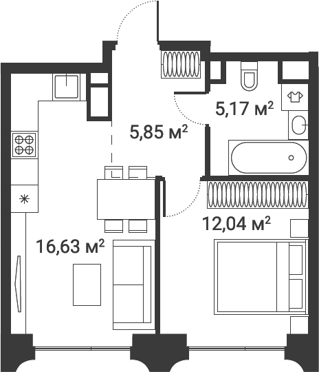 1-комн., 39.69 м², 22/24 этаж, ЖК «Первый Нагатинский»