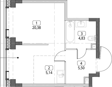 Студия, 35.85 м², 10/56 этаж, ЖК «СИТИДЗЕН»