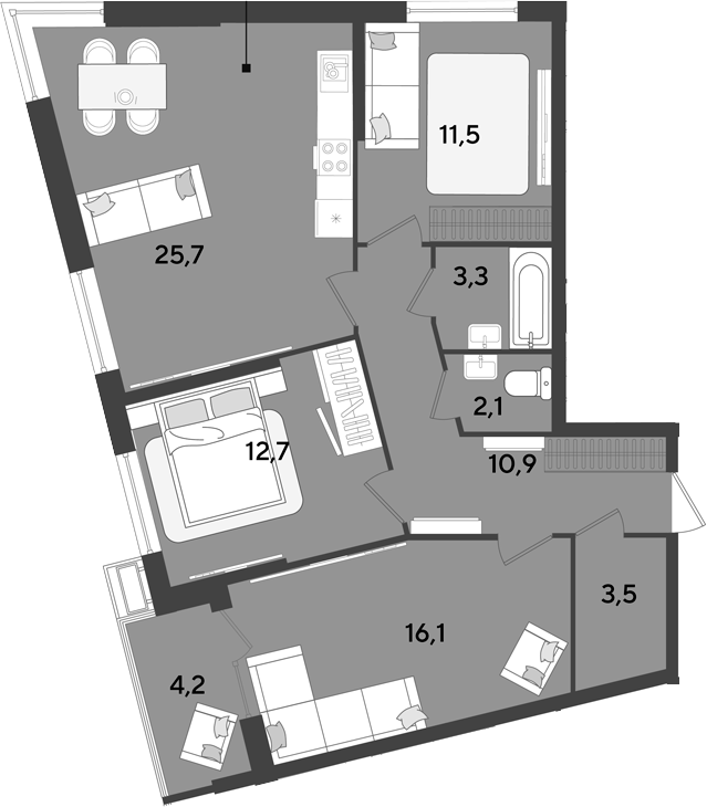 4-комн. квартира, 85.8 м² в ЖК Парк Победы — фото 2