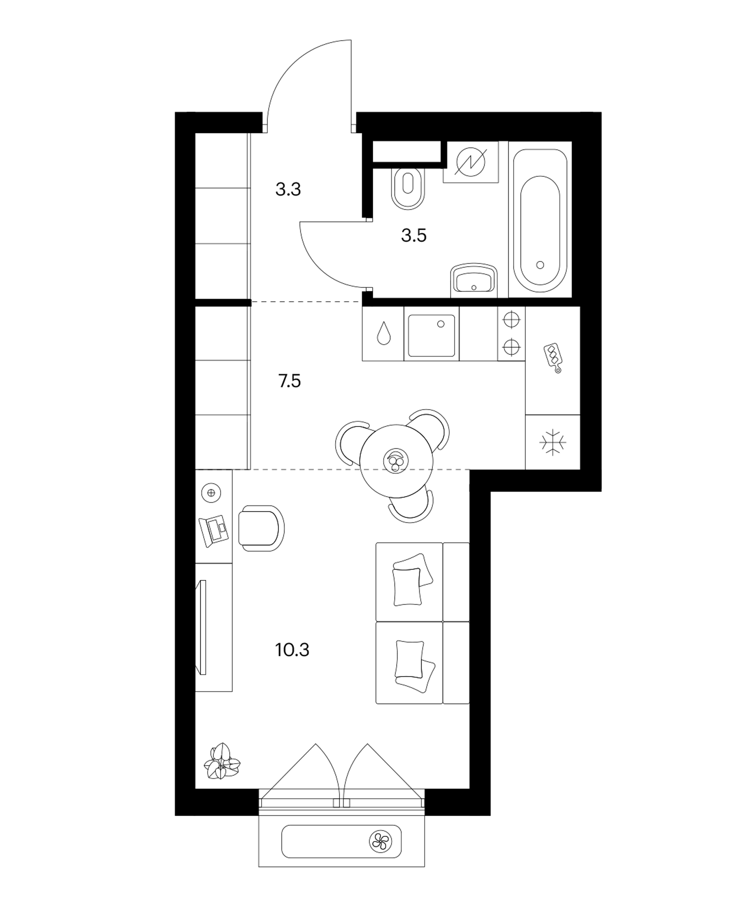 Студия, 24.6 м², 8/32 этаж, ЖК «Мичуринский парк»