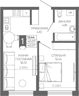 1-комн. квартира, 40.07 м² в ЖК Иначе в Молодежном — фото 2