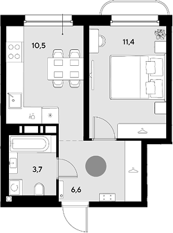 1-комн., 32.2 м², 10/18 этаж, ЖК «Грейд»