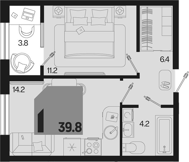 1-комн. квартира, 36 м² в ЖК Первое место — фото 2