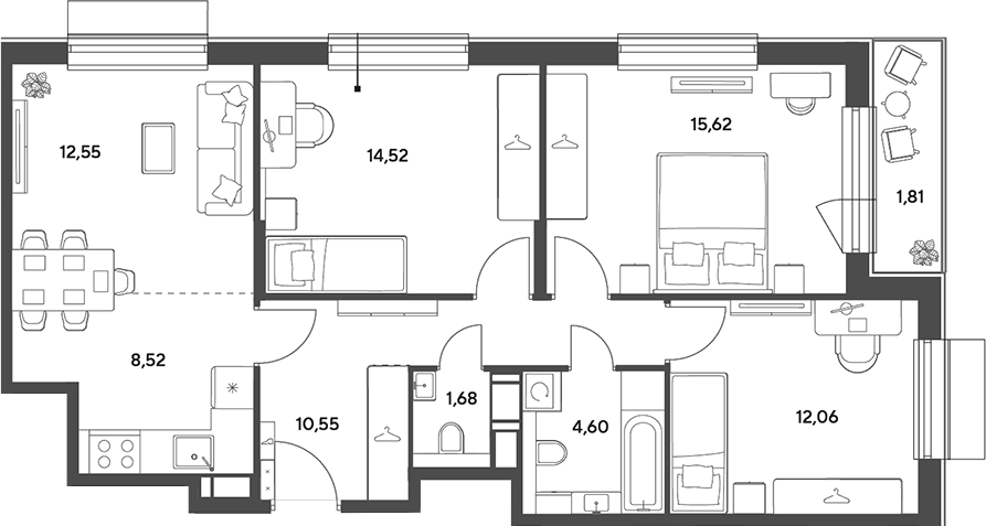 4+ комнаты, 80.1 м², 13/15 этаж, ЖК «Публицист»
