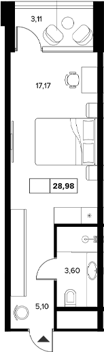 Студия квартира, 25.87 м² в ЖК Гостиничный комплекс Белые ночи — фото 2