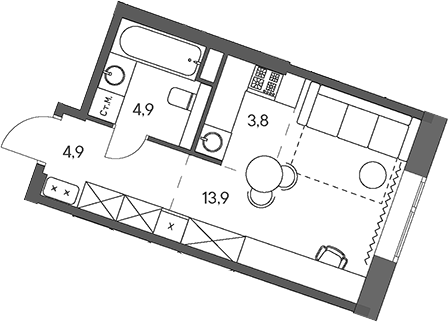 Студия, 27.5 м², 22/30 этаж, ЖК «Родина Переделкино»