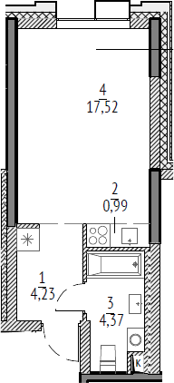 Студия, 27.11 м², 6/21 этаж, ЖК «N'ICE LOFT»