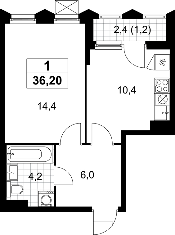 1-комн., 35 м², 10/11 этаж, ЖК «Деснаречье»