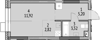 Студия, 23.46 м², 19/21 этаж, ЖК «N'ICE LOFT»