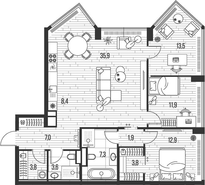4+ комнаты, 110 м², 16/39 этаж, ЖК «HIGH LIFE»