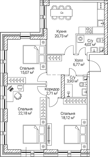 4-комн. СЕЗАР СИТИ