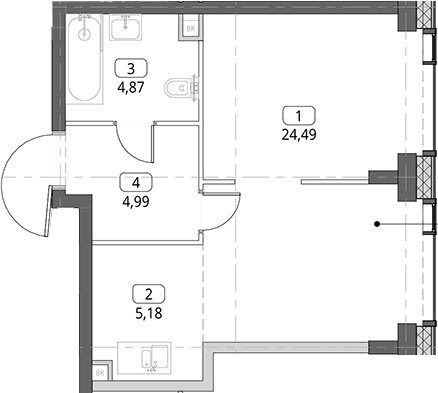 Студия, 39.53 м², 19/56 этаж, ЖК «СИТИДЗЕН»