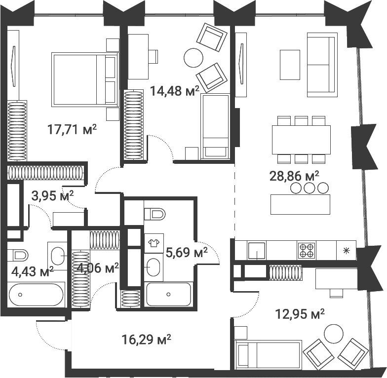 4+ комнаты, 111.1 м², 27/28 этаж, ЖК «Первый Нагатинский»