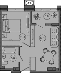 2-комн. квартира, 32 м² в ЖК Гостиничный комплекс GREENMONT — фото 3
