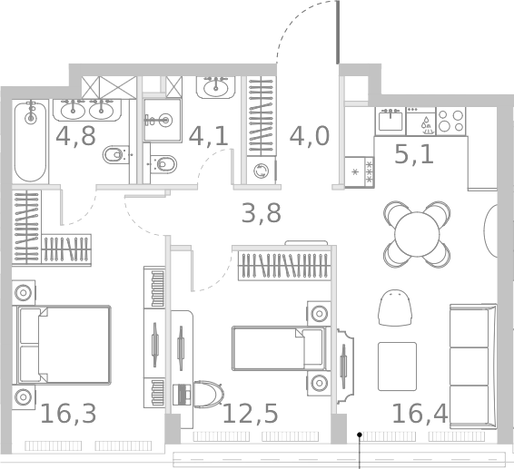 3-комн., 67 м², 32/45 этаж, ЖК «Ривер Парк Кутузовский»