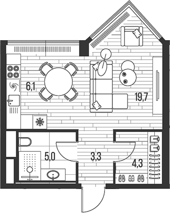 Студия, 38.4 м², 26/39 этаж, ЖК «HIGH LIFE»