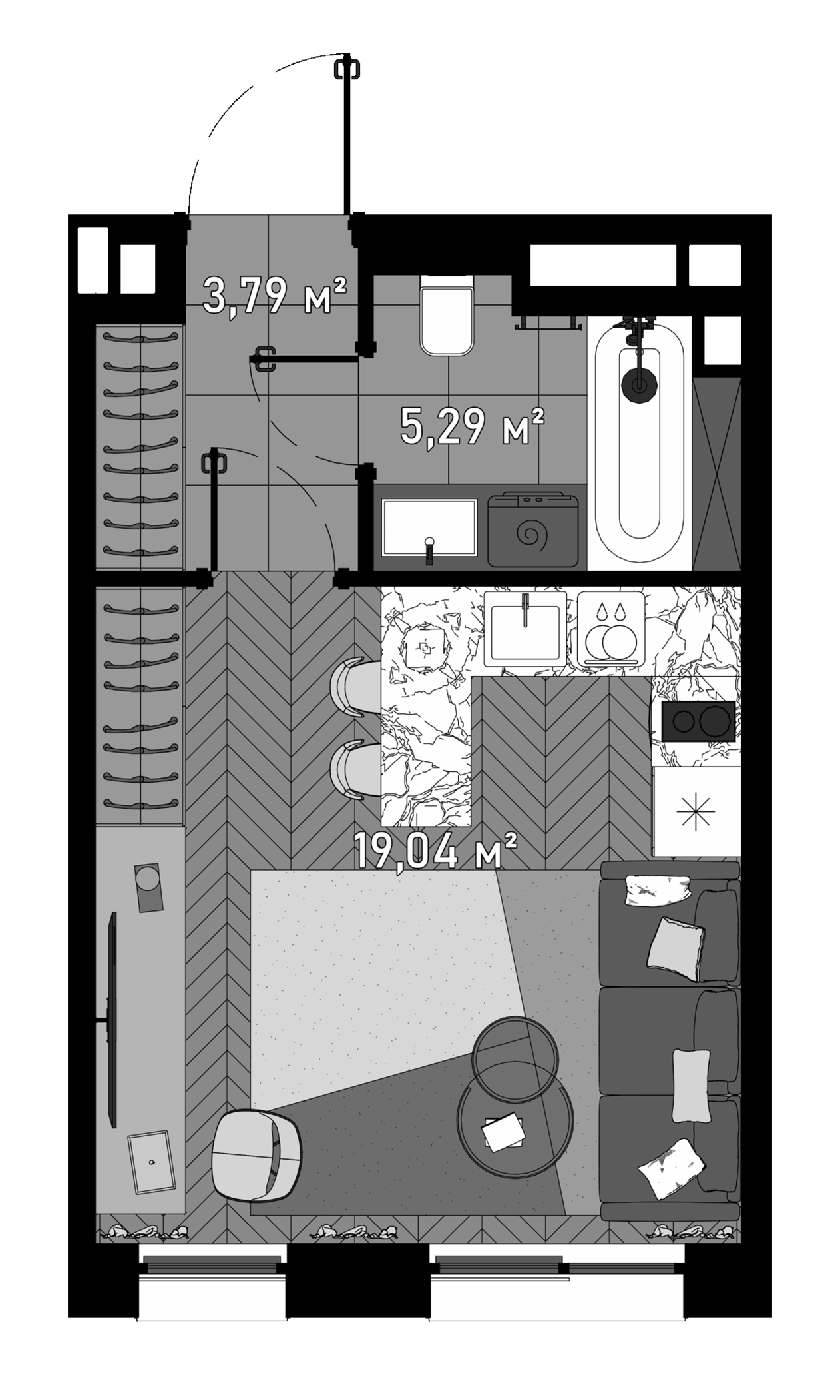 Студия, 27.5 м², 20/23 этаж, ЖК «Зорге, 9»
