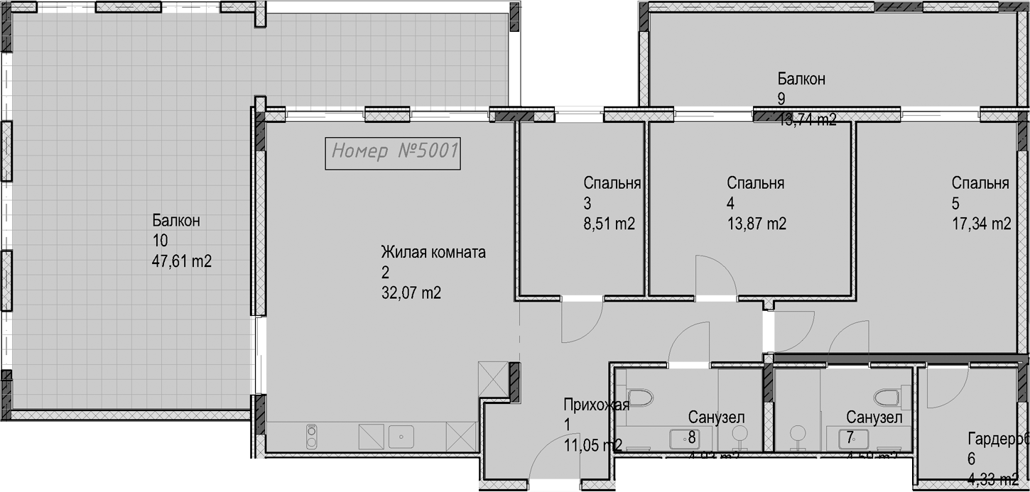 3-комн. квартира, 96.7 м² в ЖК Гостиничный комплекс Николай 1 — фото 2