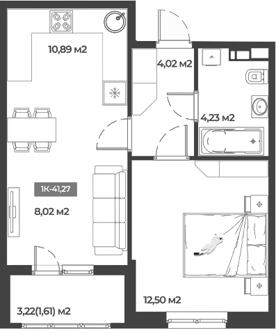 Продается 1-комн. квартира, 39.66 м²
