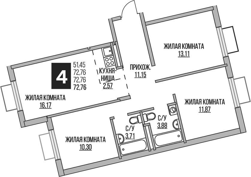 4-комн. Гранель Аникеевский
