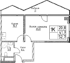 1-комн., 41.7 м², 17/29 этаж, ЖК «Наметкин Тауэр»