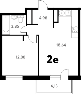 2-комн., 39.56 м², 10/17 этаж, ЖК «Южное Пушкино»