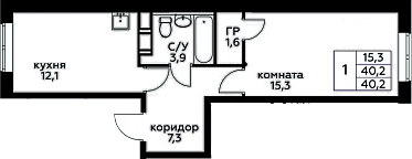 1-комн. Цветочные Поляны