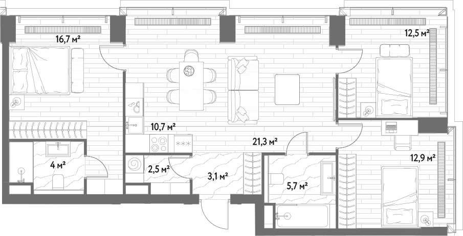 4+ комнаты, 89.4 м², 2/33 этаж, ЖК «С5»