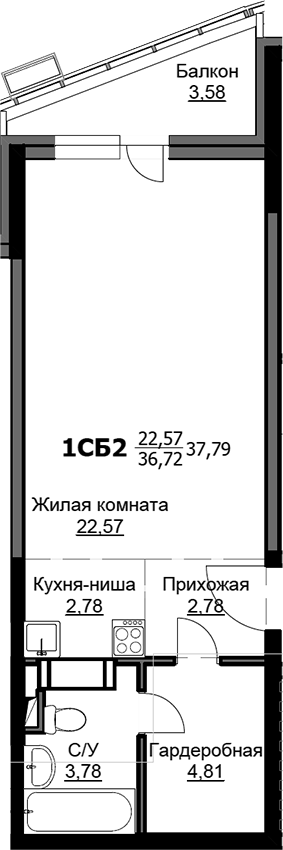 Студия, 36.7 м², 10/17 этаж, ЖК «Соболевка»