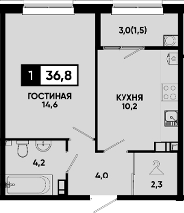 1-комн. Квартал на курорте Моя Легенда