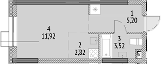 Студия, 23.46 м², 11/21 этаж, ЖК «N'ICE LOFT»